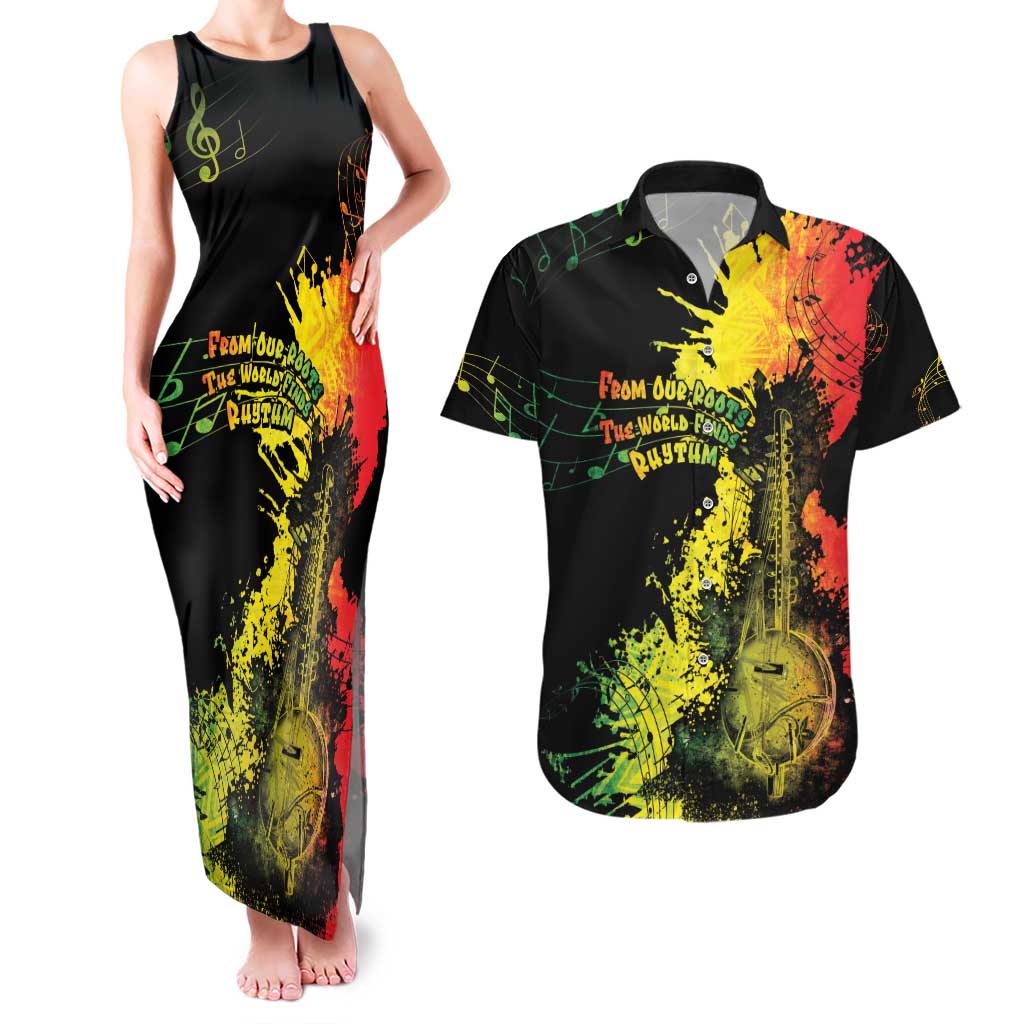 Afro Music Pride Couples Matching Tank Maxi Dress and Hawaiian Shirt From Our Roots The World Finds Rhythm - Wonder Print Shop