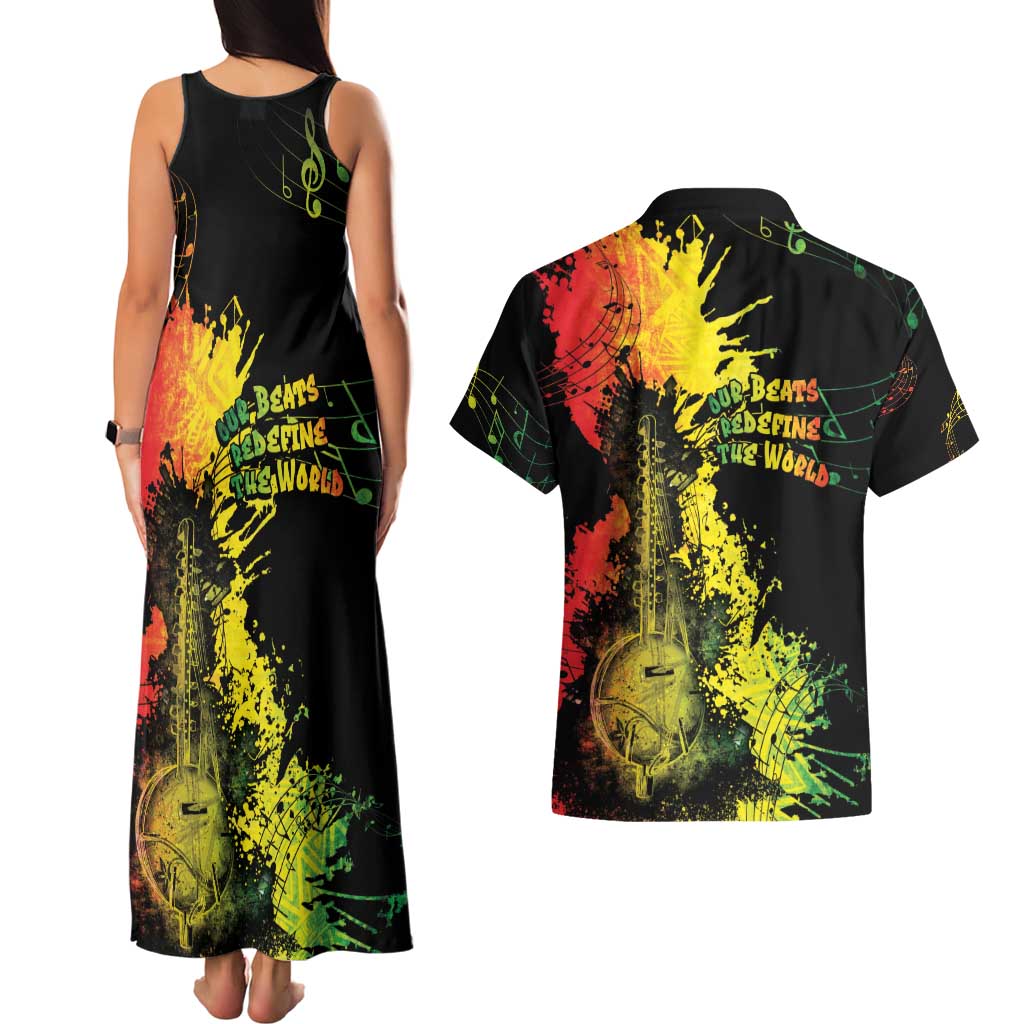 Afro Music Pride Couples Matching Tank Maxi Dress and Hawaiian Shirt From Our Roots The World Finds Rhythm - Wonder Print Shop