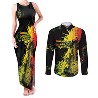 Afro Music Pride Couples Matching Tank Maxi Dress and Long Sleeve Button Shirt From Our Roots The World Finds Rhythm - Wonder Print Shop