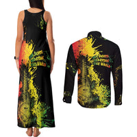 Afro Music Pride Couples Matching Tank Maxi Dress and Long Sleeve Button Shirt From Our Roots The World Finds Rhythm - Wonder Print Shop