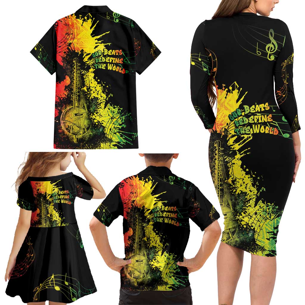 Afro Music Pride Family Matching Long Sleeve Bodycon Dress and Hawaiian Shirt From Our Roots The World Finds Rhythm - Wonder Print Shop