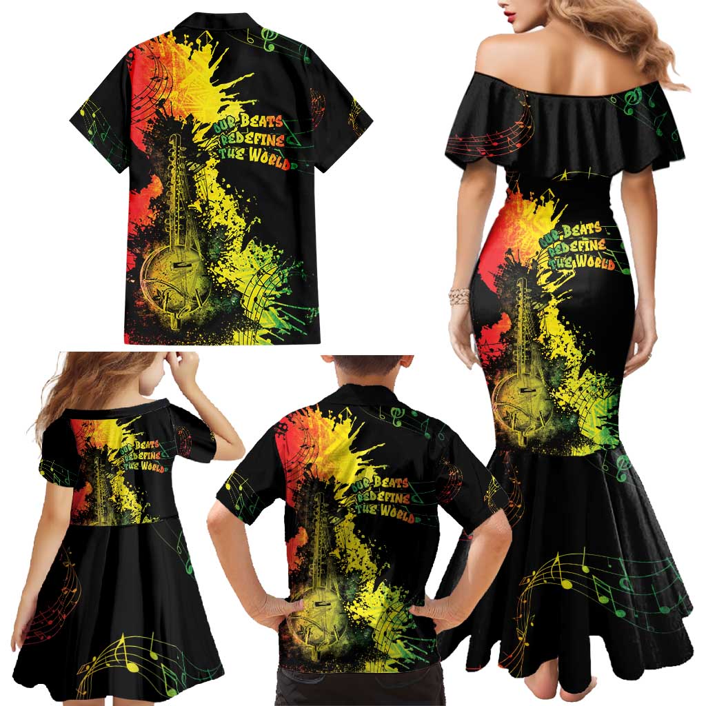 Afro Music Pride Family Matching Mermaid Dress and Hawaiian Shirt From Our Roots The World Finds Rhythm - Wonder Print Shop
