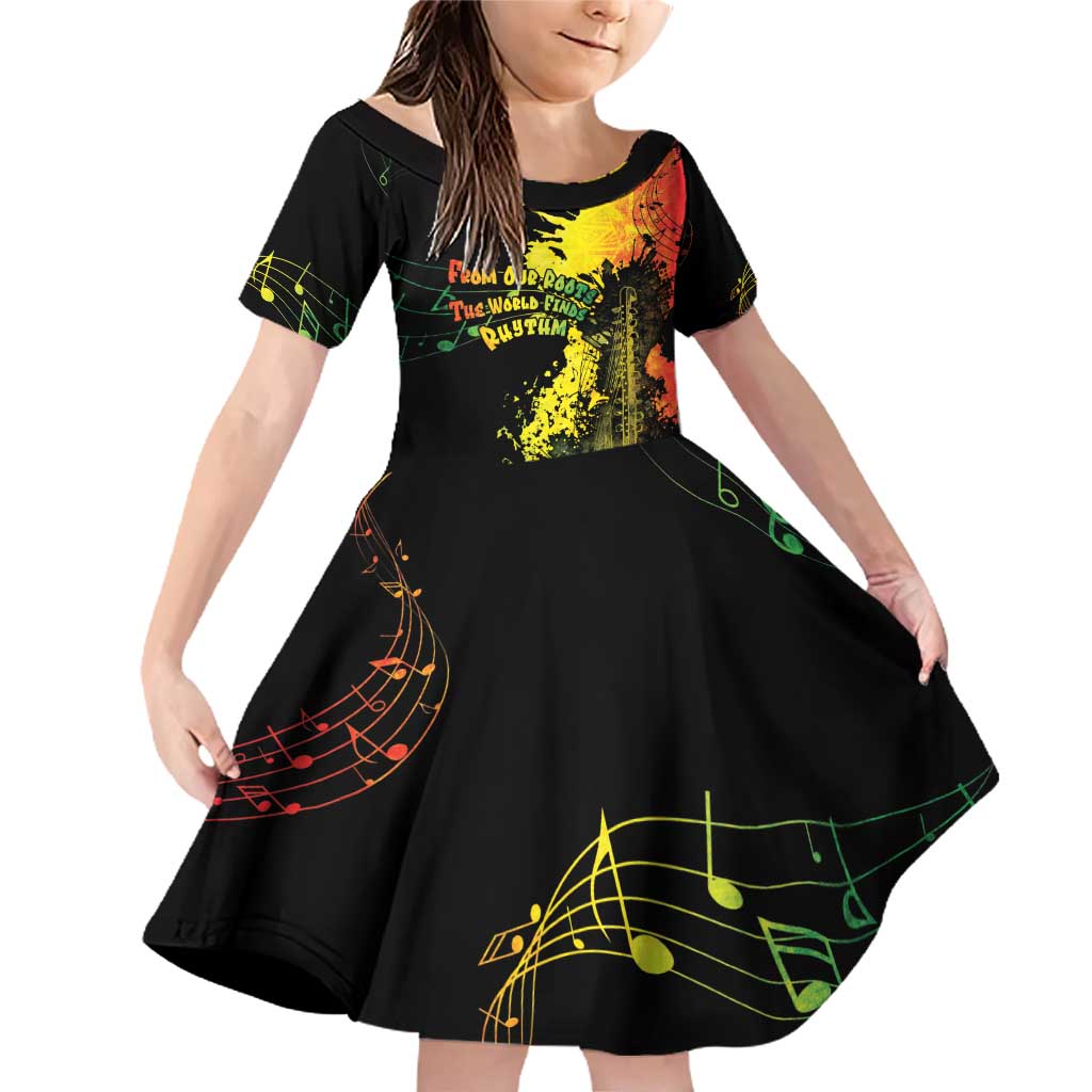 Afro Music Pride Family Matching Off Shoulder Short Dress and Hawaiian Shirt From Our Roots The World Finds Rhythm - Wonder Print Shop