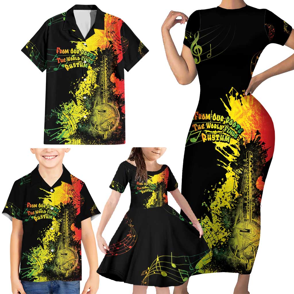 Afro Music Pride Family Matching Short Sleeve Bodycon Dress and Hawaiian Shirt From Our Roots The World Finds Rhythm - Wonder Print Shop