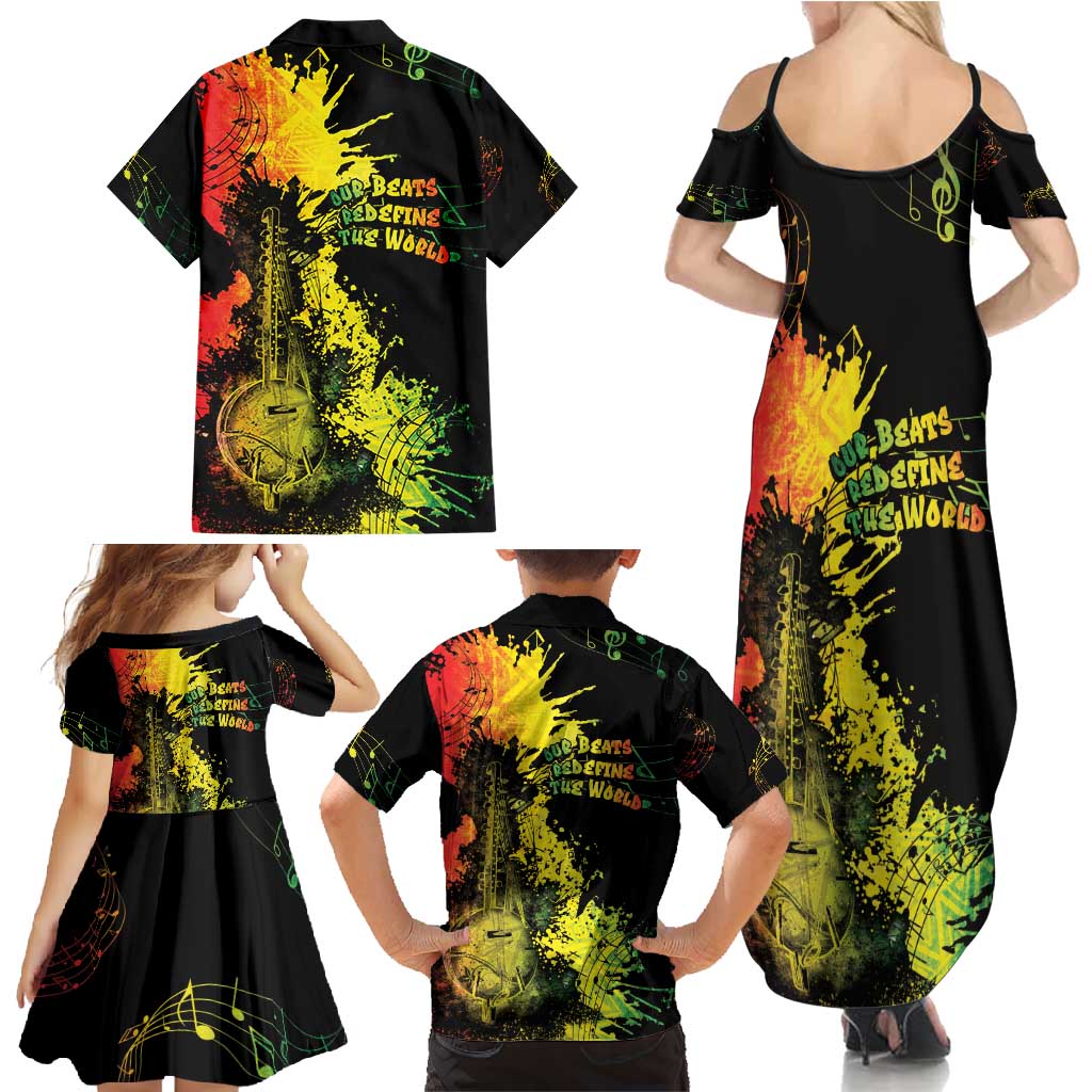Afro Music Pride Family Matching Summer Maxi Dress and Hawaiian Shirt From Our Roots The World Finds Rhythm - Wonder Print Shop