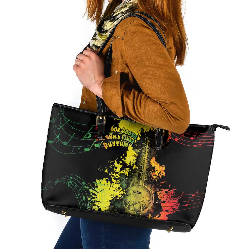 Afro Music Pride Leather Tote Bag From Our Roots The World Finds Rhythm - Wonder Print Shop