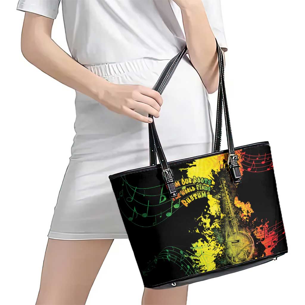 Afro Music Pride Leather Tote Bag From Our Roots The World Finds Rhythm - Wonder Print Shop