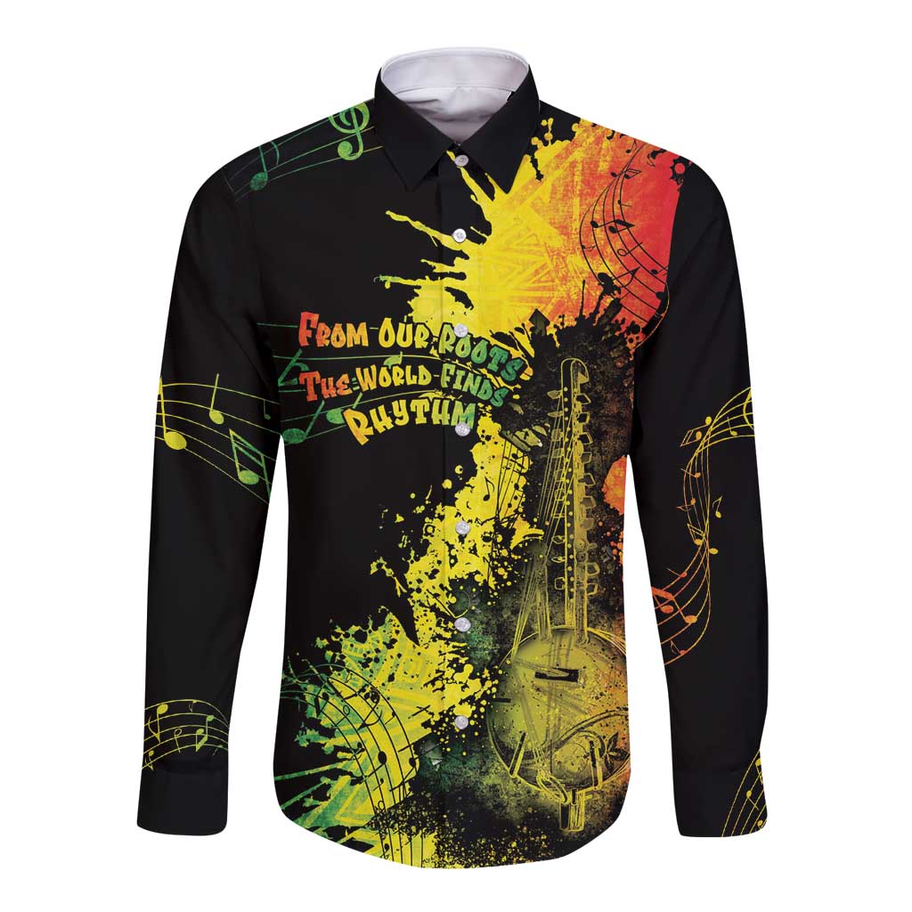 Afro Music Pride Long Sleeve Button Shirt From Our Roots The World Finds Rhythm - Wonder Print Shop