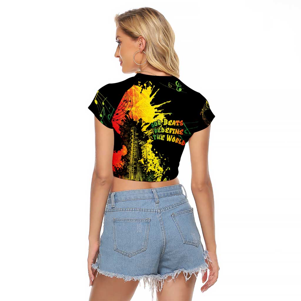 Afro Music Pride Raglan Cropped T Shirt From Our Roots The World Finds Rhythm - Wonder Print Shop