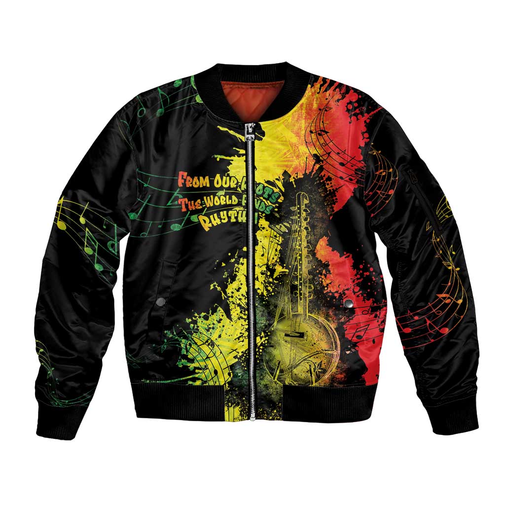Afro Music Pride Sleeve Zip Bomber Jacket From Our Roots The World Finds Rhythm - Wonder Print Shop
