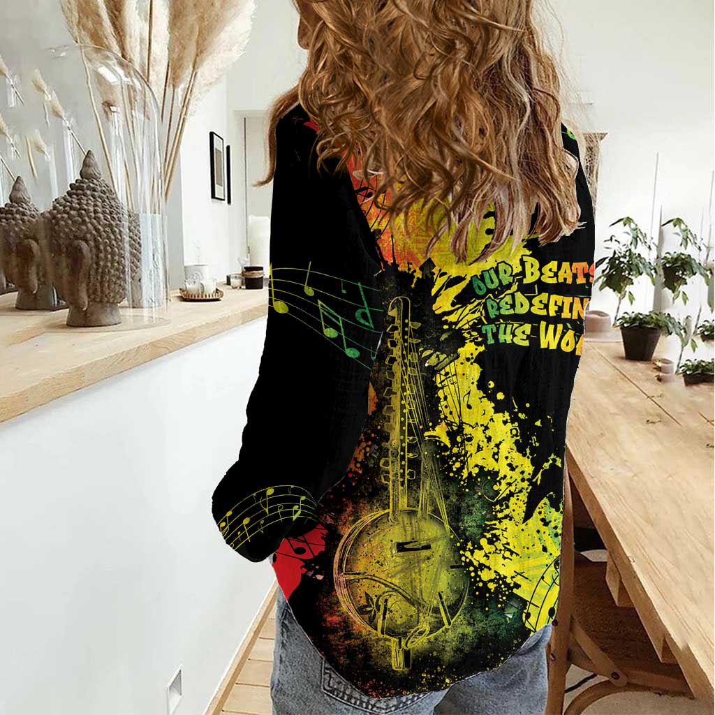 Afro Music Pride Women Casual Shirt From Our Roots The World Finds Rhythm - Wonder Print Shop