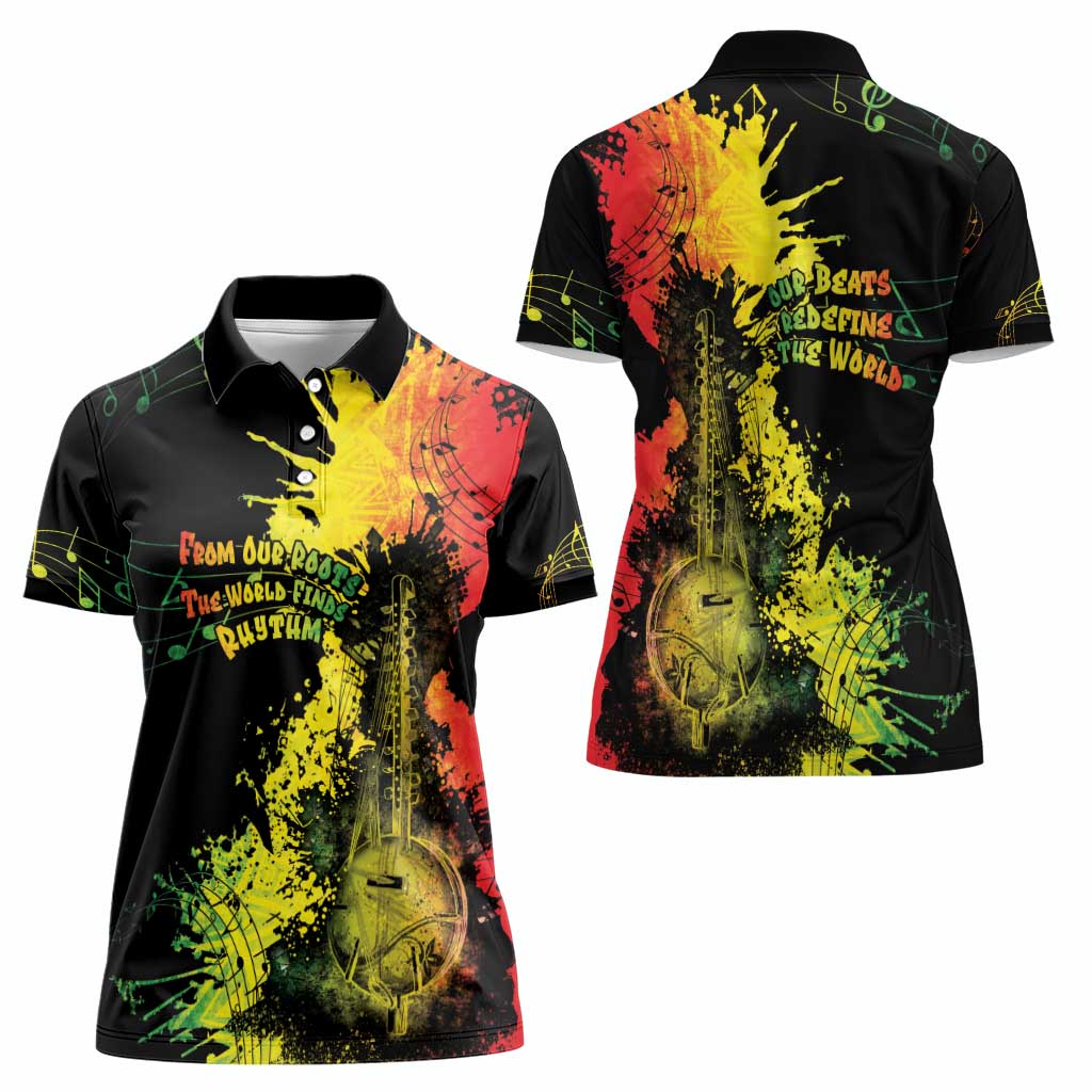 Afro Music Pride Women Polo Shirt From Our Roots The World Finds Rhythm - Wonder Print Shop