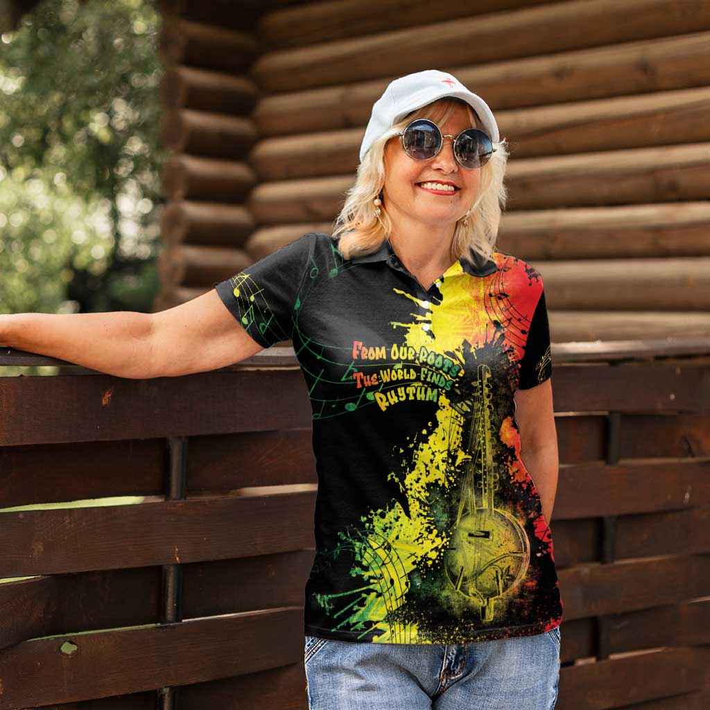Afro Music Pride Women Polo Shirt From Our Roots The World Finds Rhythm - Wonder Print Shop