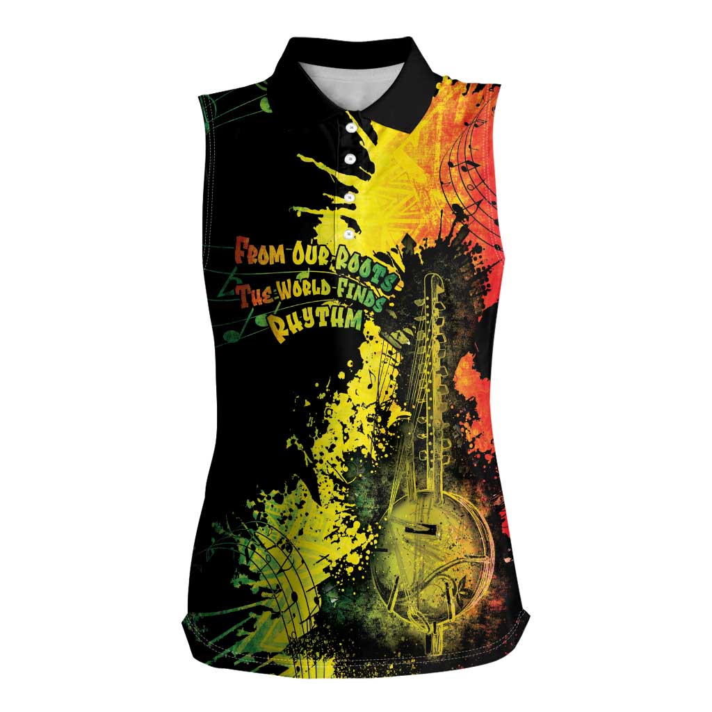 Afro Music Pride Women Sleeveless Polo Shirt From Our Roots The World Finds Rhythm - Wonder Print Shop