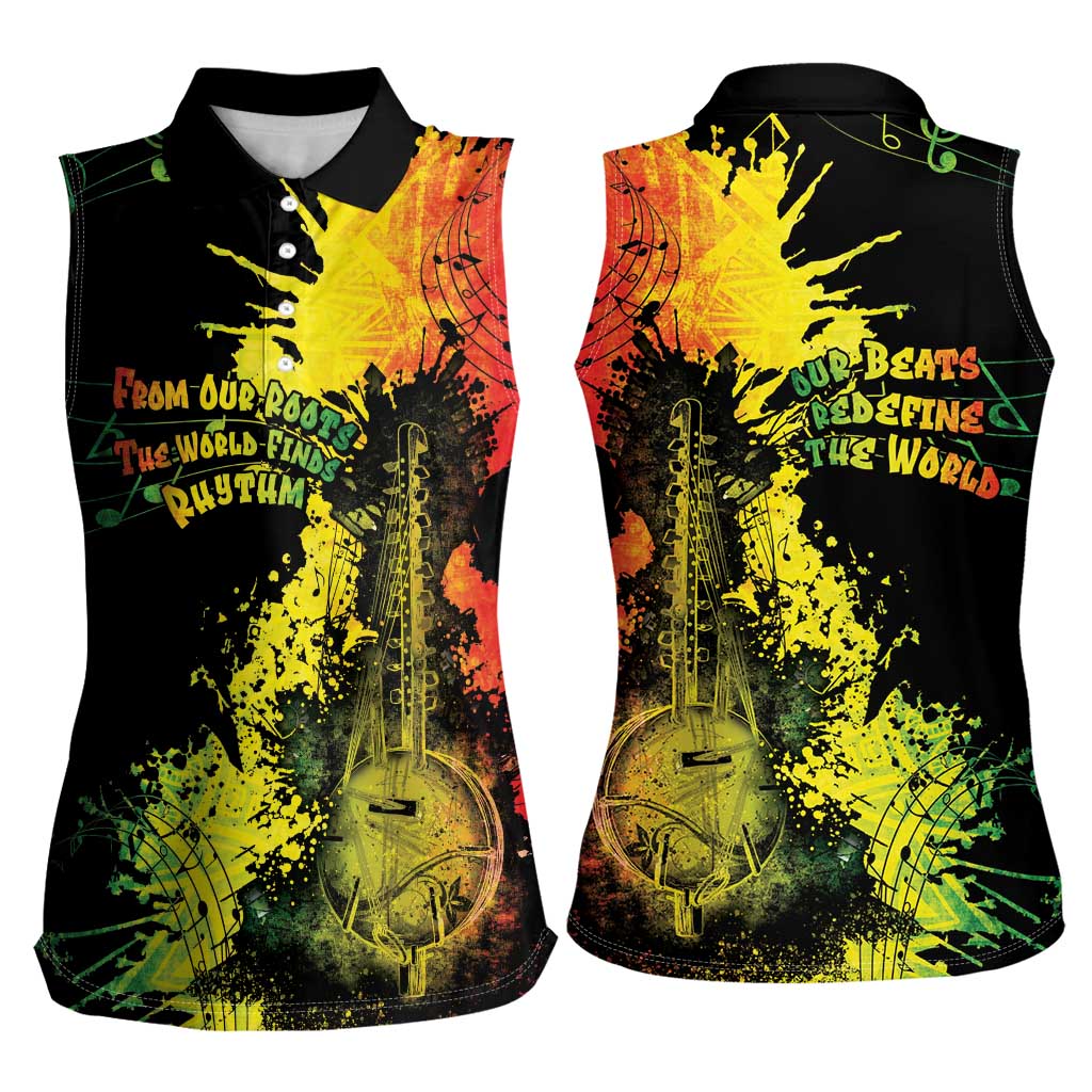 Afro Music Pride Women Sleeveless Polo Shirt From Our Roots The World Finds Rhythm - Wonder Print Shop