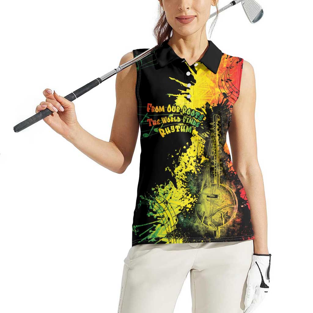 Afro Music Pride Women Sleeveless Polo Shirt From Our Roots The World Finds Rhythm - Wonder Print Shop
