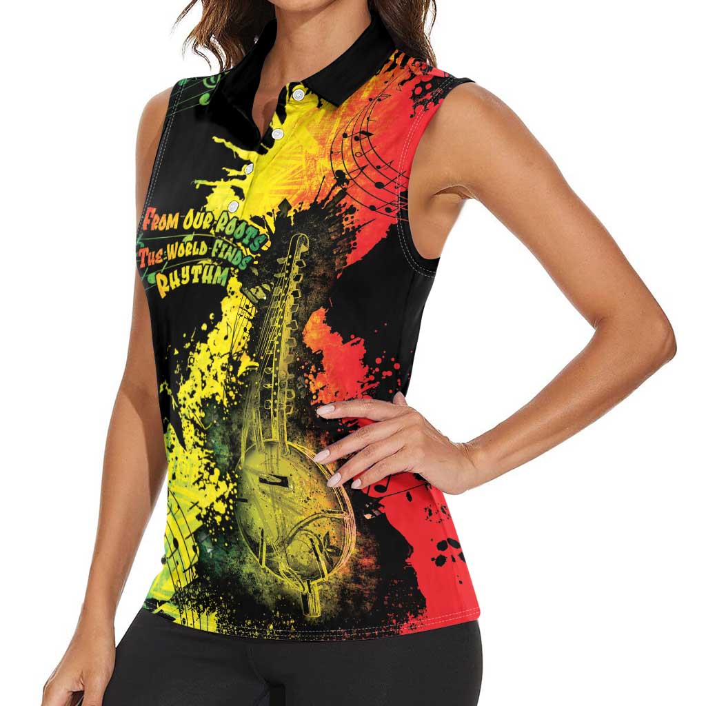 Afro Music Pride Women Sleeveless Polo Shirt From Our Roots The World Finds Rhythm - Wonder Print Shop