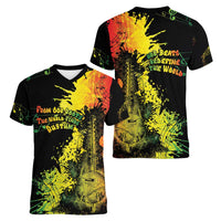 Afro Music Pride Women V-Neck T-Shirt From Our Roots The World Finds Rhythm - Wonder Print Shop