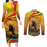 Afro Latina Queen Couples Matching Long Sleeve Bodycon Dress and Long Sleeve Button Shirt The Beauty Of Black Women - Wonder Print Shop