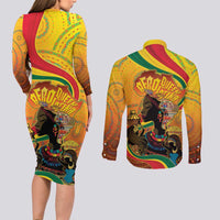 Afro Latina Queen Couples Matching Long Sleeve Bodycon Dress and Long Sleeve Button Shirt The Beauty Of Black Women - Wonder Print Shop