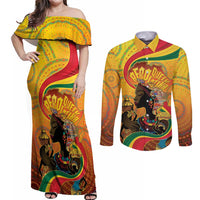 Afro Latina Queen Couples Matching Off Shoulder Maxi Dress and Long Sleeve Button Shirt The Beauty Of Black Women - Wonder Print Shop