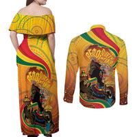 Afro Latina Queen Couples Matching Off Shoulder Maxi Dress and Long Sleeve Button Shirt The Beauty Of Black Women - Wonder Print Shop