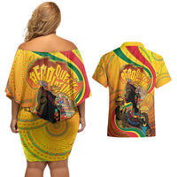 Afro Latina Queen Couples Matching Off Shoulder Short Dress and Hawaiian Shirt The Beauty Of Black Women - Wonder Print Shop