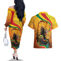 Afro Latina Queen Couples Matching Off The Shoulder Long Sleeve Dress and Hawaiian Shirt The Beauty Of Black Women - Wonder Print Shop