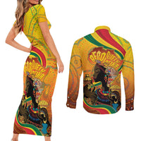 Afro Latina Queen Couples Matching Short Sleeve Bodycon Dress and Long Sleeve Button Shirt The Beauty Of Black Women - Wonder Print Shop