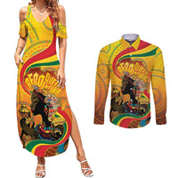 Afro Latina Queen Couples Matching Summer Maxi Dress and Long Sleeve Button Shirt The Beauty Of Black Women - Wonder Print Shop