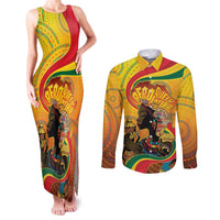 Afro Latina Queen Couples Matching Tank Maxi Dress and Long Sleeve Button Shirt The Beauty Of Black Women - Wonder Print Shop