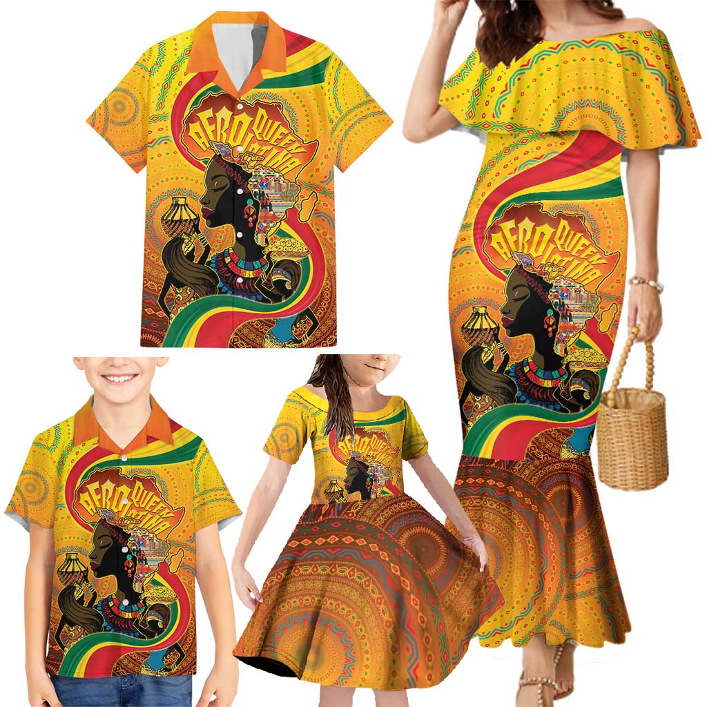Afro Latina Queen Family Matching Mermaid Dress and Hawaiian Shirt The Beauty Of Black Women - Wonder Print Shop