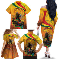 Afro Latina Queen Family Matching Off The Shoulder Long Sleeve Dress and Hawaiian Shirt The Beauty Of Black Women - Wonder Print Shop