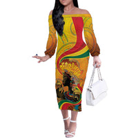 Afro Latina Queen Family Matching Off The Shoulder Long Sleeve Dress and Hawaiian Shirt The Beauty Of Black Women - Wonder Print Shop