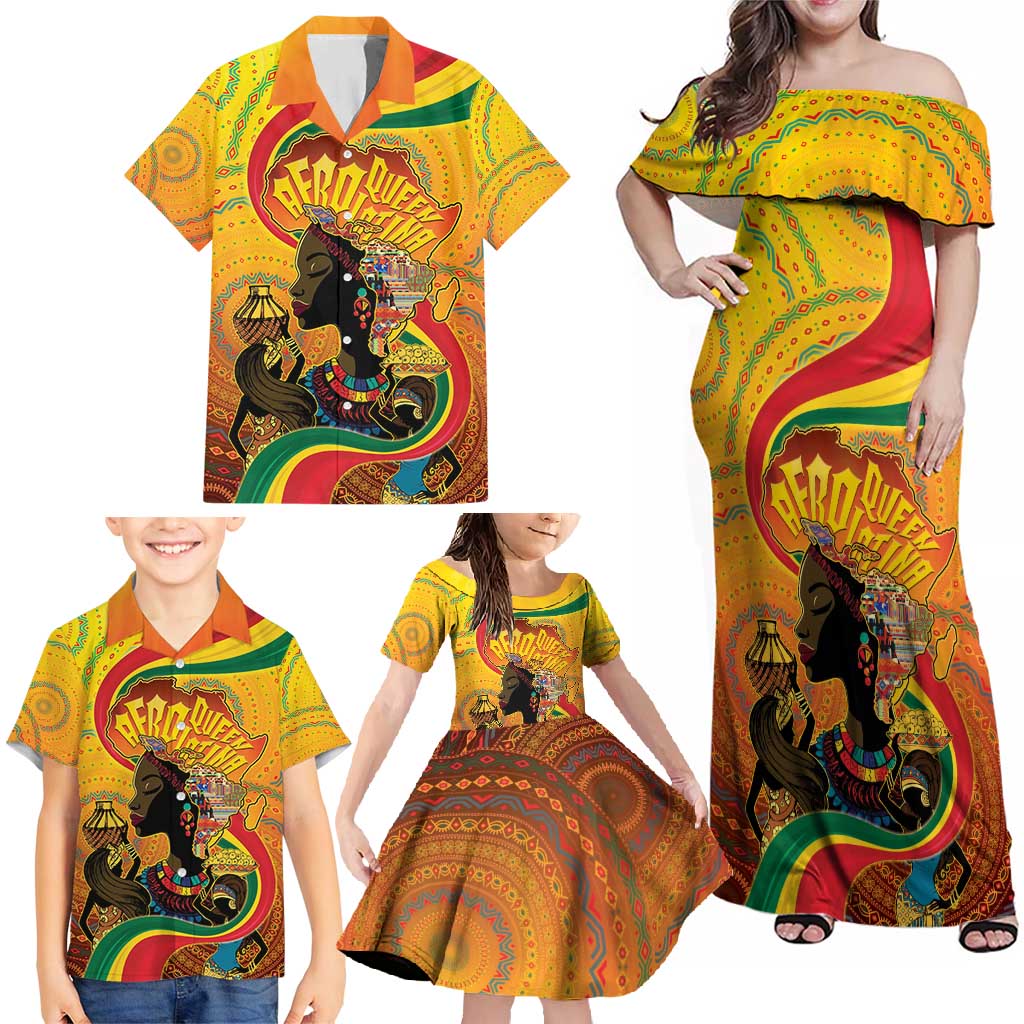 Afro Latina Queen Family Matching Off Shoulder Maxi Dress and Hawaiian Shirt The Beauty Of Black Women - Wonder Print Shop