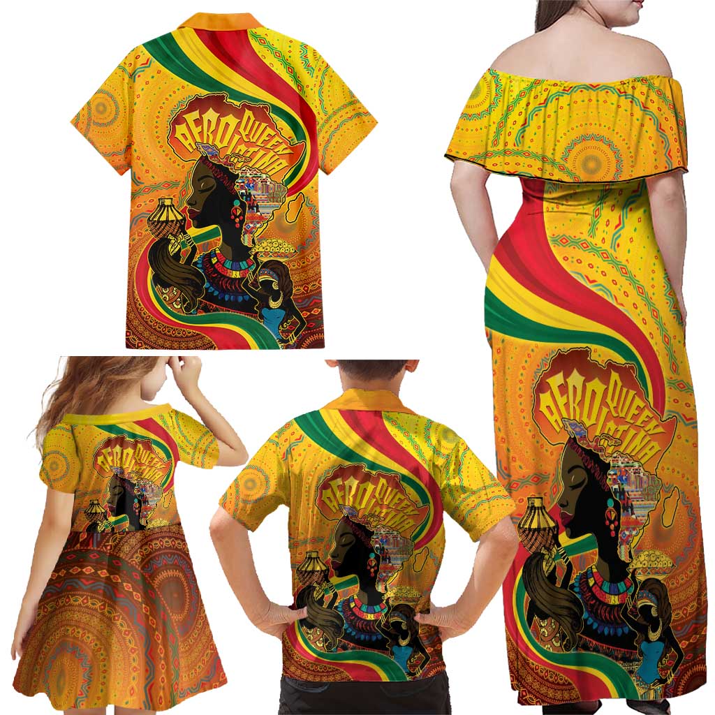 Afro Latina Queen Family Matching Off Shoulder Maxi Dress and Hawaiian Shirt The Beauty Of Black Women - Wonder Print Shop