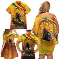 Afro Latina Queen Family Matching Off Shoulder Short Dress and Hawaiian Shirt The Beauty Of Black Women - Wonder Print Shop