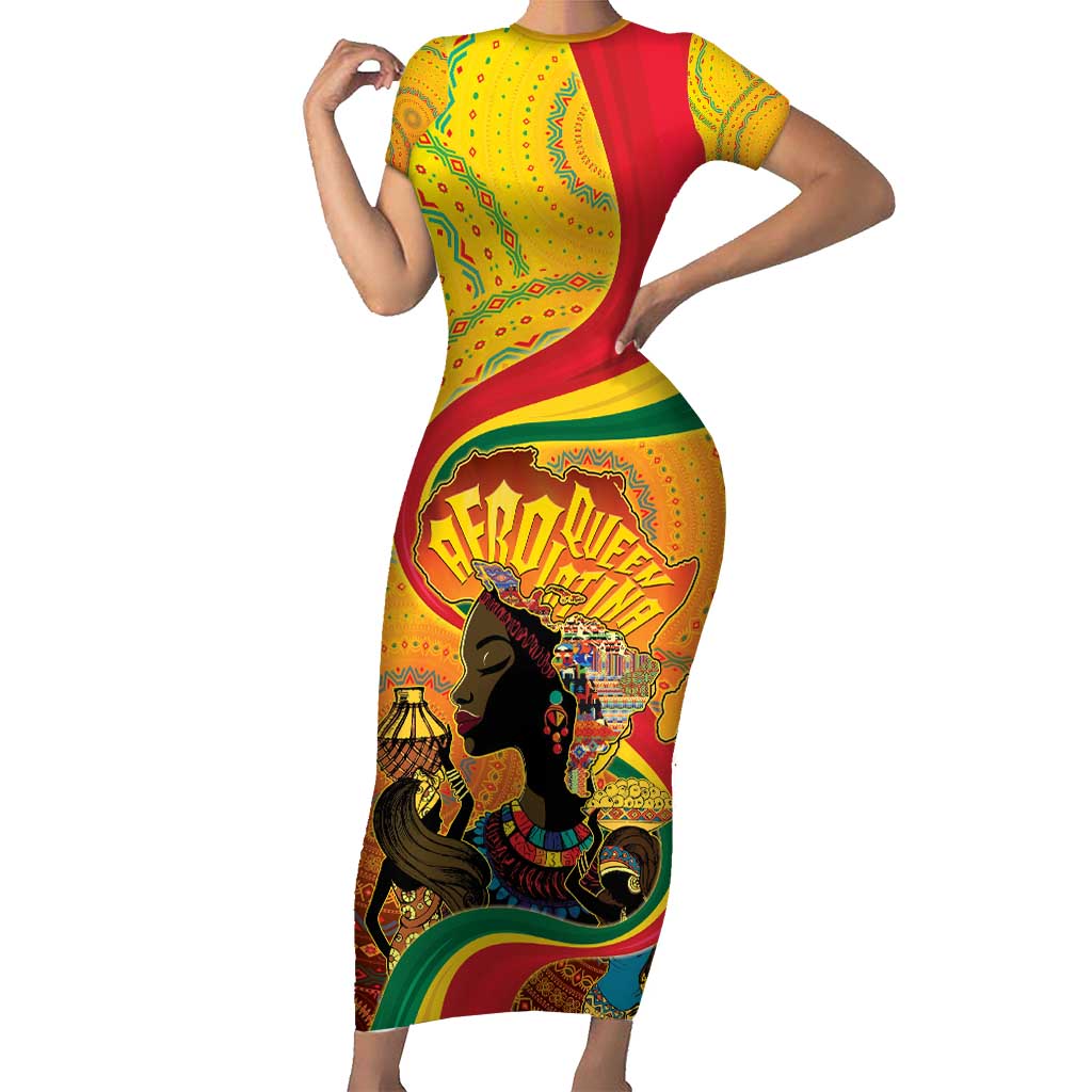 Afro Latina Queen Family Matching Short Sleeve Bodycon Dress and Hawaiian Shirt The Beauty Of Black Women - Wonder Print Shop
