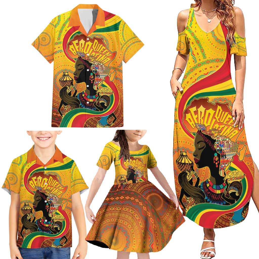 Afro Latina Queen Family Matching Summer Maxi Dress and Hawaiian Shirt The Beauty Of Black Women - Wonder Print Shop