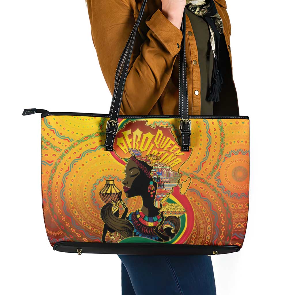 Afro Latina Queen Leather Tote Bag The Beauty Of Black Women - Wonder Print Shop