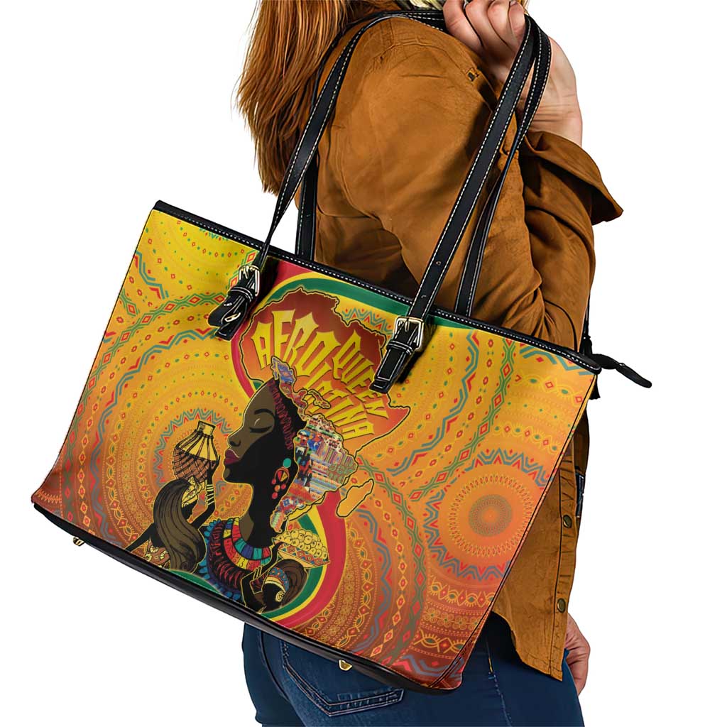 Afro Latina Queen Leather Tote Bag The Beauty Of Black Women - Wonder Print Shop