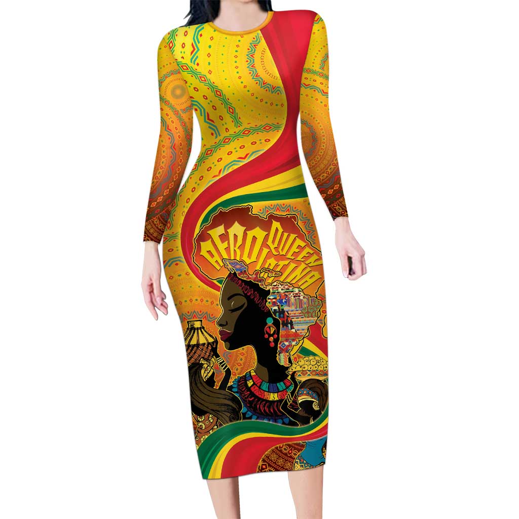 Afro Latina Queen Long Sleeve Bodycon Dress The Beauty Of Black Women - Wonder Print Shop