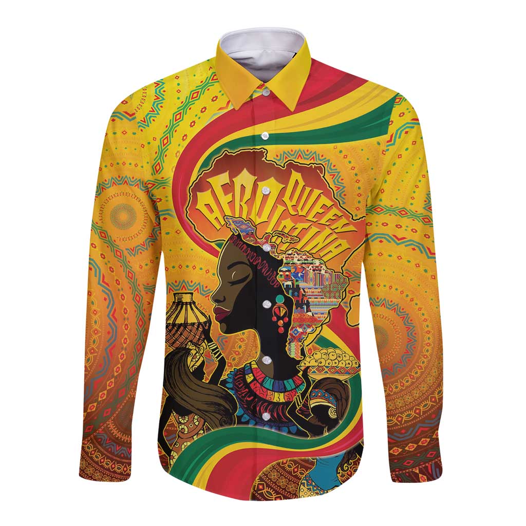 Afro Latina Queen Long Sleeve Button Shirt The Beauty Of Black Women - Wonder Print Shop