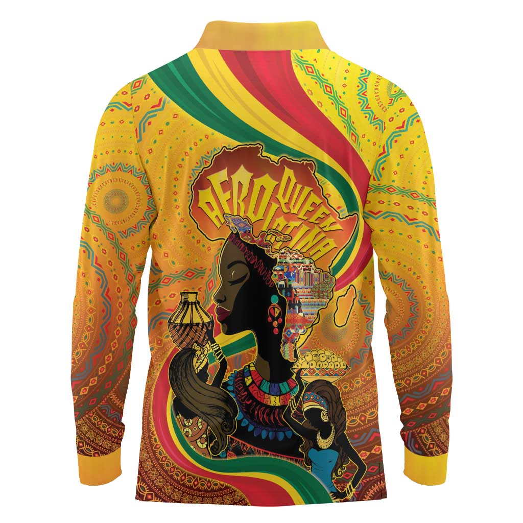 Afro Latina Queen Long Sleeve Polo Shirt The Beauty Of Black Women - Wonder Print Shop