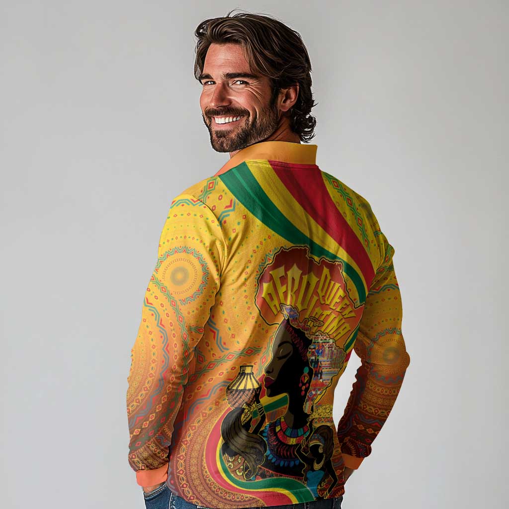 Afro Latina Queen Long Sleeve Polo Shirt The Beauty Of Black Women - Wonder Print Shop