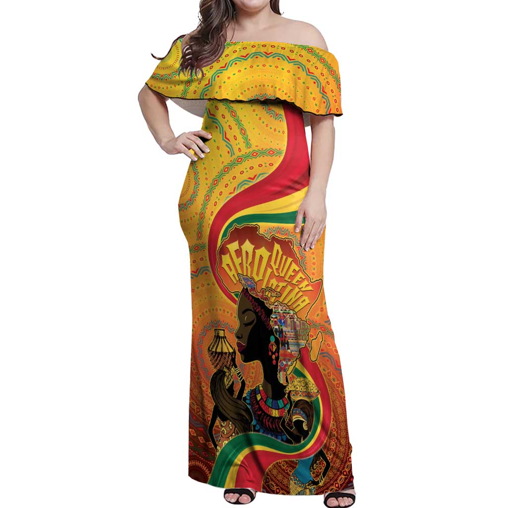 Afro Latina Queen Off Shoulder Maxi Dress The Beauty Of Black Women - Wonder Print Shop