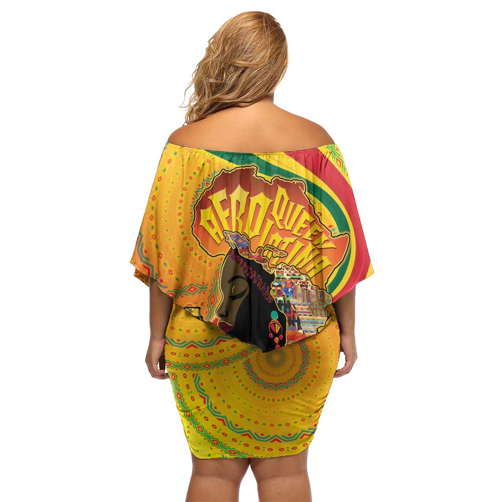 Afro Latina Queen Off Shoulder Short Dress The Beauty Of Black Women - Wonder Print Shop