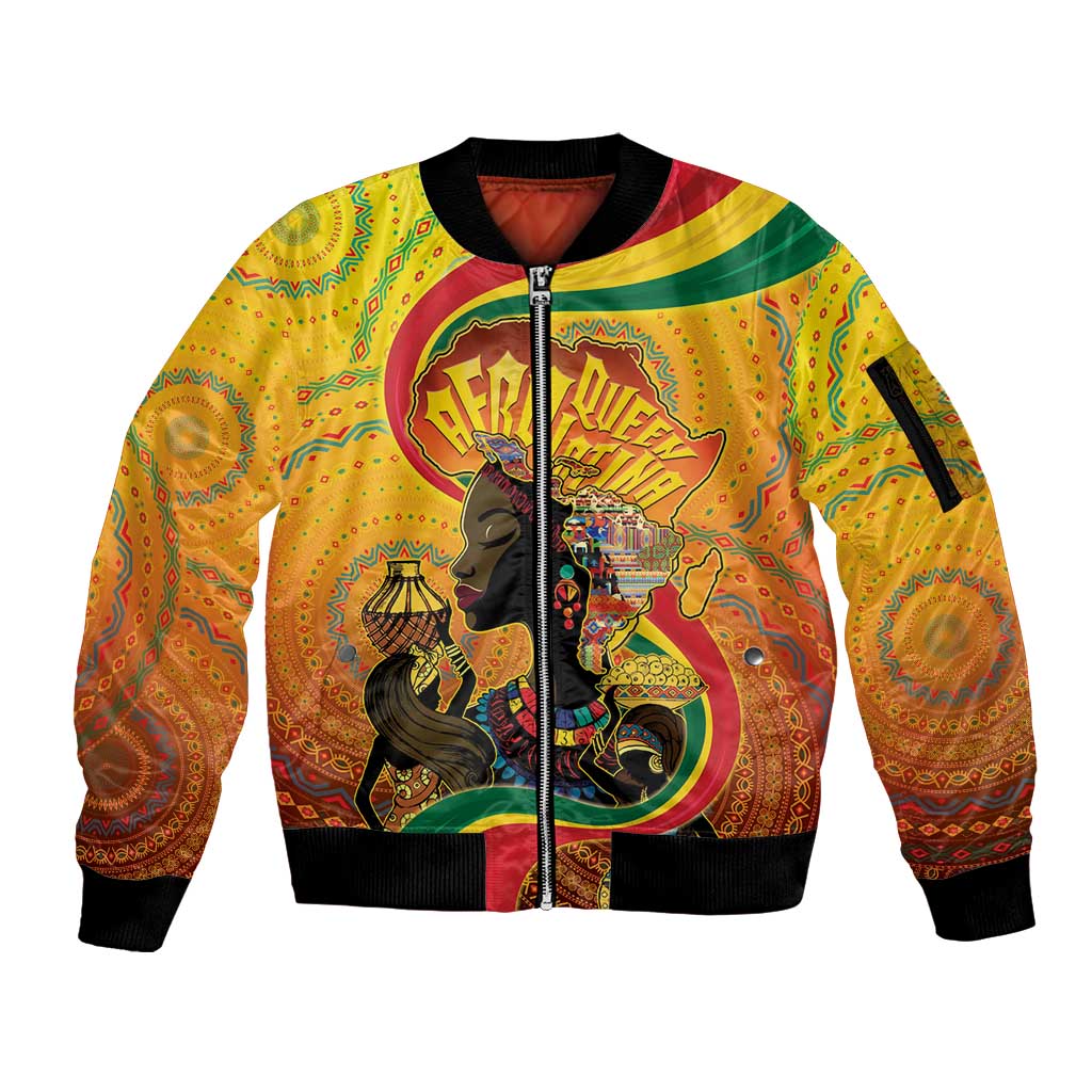Afro Latina Queen Sleeve Zip Bomber Jacket The Beauty Of Black Women - Wonder Print Shop