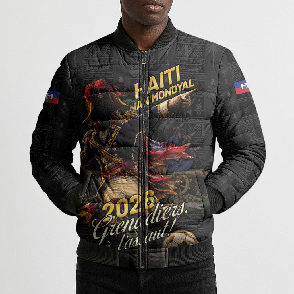 Custom Haiti Football 2026 Bomber Puffer Jacket Haiti Nan Mondyal