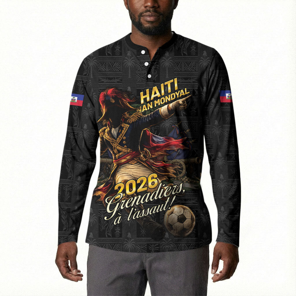 Custom Haiti Football 2026 Button Sweatshirt Haiti Nan Mondyal